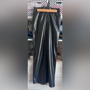 12th Tribe Black Vegan Leather Pencil Skirt